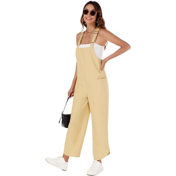 JUMPSUITS Romper Suits Wide Leg Pants-Apricot - Picture 2 of 6